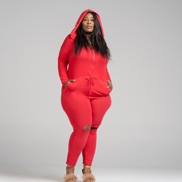 Knee Slit Drawstring Jumpsuit - Picture 1 of 3